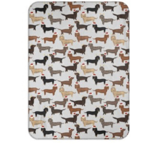 Dachshund Through the Snow Car Polar Fleece Throw