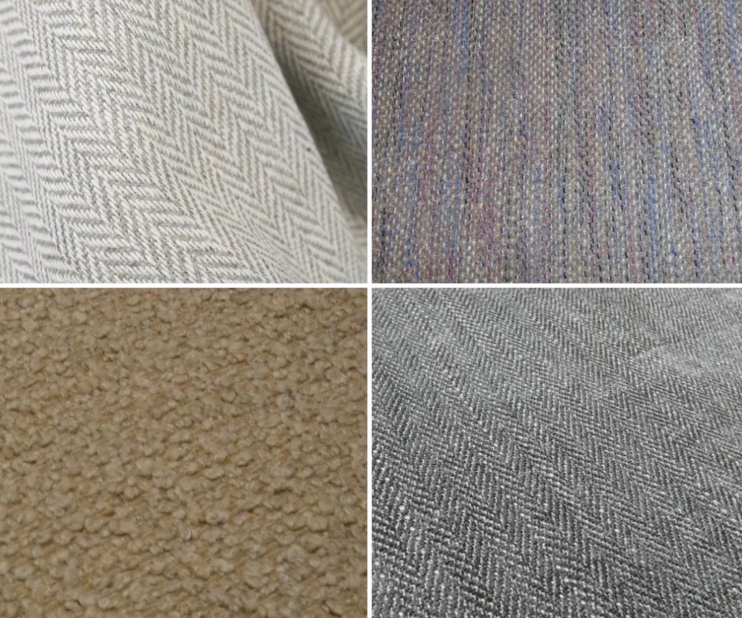 Four different textured fabric swatches arranged in a grid.